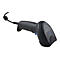 Schwarzer Datalogic Barcodescanner mit Kabel vor weißem Hintergrund.