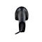 Schwarzer Barcode-Scanner von oben. Der Griff hat eine Rille. Ein Kabel führt zum Scanner.
