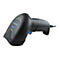 Ein schwarzer Barcode-Scanner von Datalogic Quickscan mit Kabel. Detailansicht.