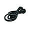 Schwarzes Netzkabel mit Stecker und Kabelende, auf weißem Hintergrund.