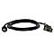 Ein schwarzes Kabel mit zwei verschiedenen Anschlüssen, die durch ein dickes, schwarzes Kabel verbunden sind.