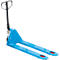 Blue pallet jack against a white background.