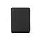 Schwarze Tablet-Hülle, leicht abgerundete Ecken, Kamera-Ausschnitt, weißer Hintergrund.