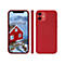 Rotes Handycase mit iPhone, zeigt eine Landschaft mit rotem Haus und Bergen.