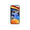 Smartphone, der ein farbenfrohes, abstraktes Bild zeigt. Gelb, Blau, Orange und Grau dominieren.