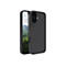 Dunkelgraue Smartphone-Hülle mit eingebautem Smartphone, das eine Berglandschaft zeigt.