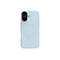 Hellblaues Smartphone-Case vor weißem Hintergrund. Rückseite mit Kamera und MagSafe-Kreis.