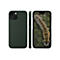 Dunkelgrünes Handycase, drei Ansichten. Das Display zeigt einen Tiger auf grünem Moos. Die Hülle hat eine strukturierte Oberfläche.