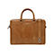 Hellbraune Ledertasche mit Tragegriff und Schulterriemen. Aufschrift: dbramante1928.
