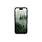 Ein Smartphone zeigt eine neblige Waldlandschaft. Das Telefon ist schwarz und vor weißem Hintergrund platziert.
