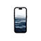 Ein Smartphone zeigt eine Nahaufnahme von Meereswellen mit blauem und weißem Farbton. Der Hintergrund ist weiß.