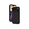 Ein schwarzes iPhone mit schwarzer Hülle, Hintergrund mit Lavendelfeld.