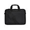 Schwarze Laptoptasche mit Schulterriemen und Tragegriff. Reißverschluss und Logo.