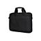 Schwarze Laptoptasche mit Tragegriff und Schultergurt auf weißem Hintergrund.