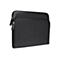 Schwarze Laptoptasche aus Leder, mit Reißverschlüssen und Prägung.