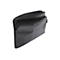 Schwarze, offene Laptoptasche mit Reißverschluss und kleinem Logo.
