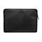 Schwarze Laptoptasche aus Leder mit Reißverschluss.