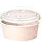 Becher mit transparentem Deckel, vor weißem Hintergrund. Auf dem Deckel steht "Compostable lid".