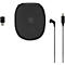 Black headset accessory kit with case, cables, and USB adapter. The case has a logo.
