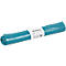 Opgerolde, turquoise vuilniszakken met een wit etiket "Abfallsäcke".