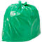 Grüner Müllsack, zusammengebunden.