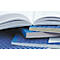 Open notebook over books. Blue covers with Zweckform lettering.