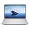 Silberner Laptop, Bildschirm mit Landschaft. Auf dem Display: Blau, Berg, transparente Rechtecke. Tastatur mit Buchstaben, Zahlen und Sonderzeichen.