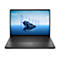 Schwarzes Dell-Laptop mit blauem Bildschirm-Hintergrund, der eine Berglandschaft mit Säulen zeigt. Tastatur und Logo sind gut sichtbar.