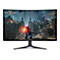 Ein Gaming-Monitor zeigt ein Szenenbild des Spiels Warhammer 40.000: Space Marine II, ein Space Marine steht inmitten einer zerstörten Stadt.