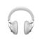 Hellweiße Kopfhörer, frontal abgebildet, freigestellt auf weißem Hintergrund. Der Kopfbügel ist gewölbt, die Ohrmuscheln oval.