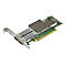 Eine grüne PCIe-Netzwerkkarte mit zwei Anschlüssen und einem silbernen Kühlkörper auf einer Leiterplatte.