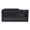 Schwarze Dell-Tastatur mit Handballenauflage, rechteckig. Tastenbeschriftungen sind erkennbar.