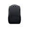 Sac à dos noir avec logo Dell. Deux compartiments zippés, poches latérales en filet. Sur fond blanc.