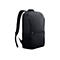 Schwarzer Rucksack mit zwei Reißverschlüssen, Schultergurten und einem Netzseitenteil. Auf der Tasche ist der Schriftzug DELL zu sehen.