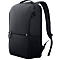 Schwarzer Rucksack mit Dell-Logo, zwei Reißverschlüssen und gepolsterten Schultergurten.