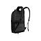 Schwarzer Rucksack von hinten, gepolstert fÃ¼r Komfort und Haltbarkeit.