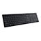 Ein schwarzes Keyboard in Draufsicht. Tasten mit Beschriftungen wie Buchstaben, Zahlen und Sonderzeichen.