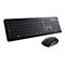 Schwarzes Dell-Keyboard mit dazugehöriger Maus, beide vor weißem Hintergrund. Die Tastatur zeigt Tastenbeschriftungen, das Dell-Logo ist sichtbar.