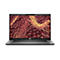 Dunkelgraues Laptop mit leuchtendem Display, auf dem ein abstraktes Netzmuster zu sehen ist. Auf weißem Hintergrund.