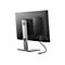 Rückansicht eines Dell-Monitors mit Dockingstation. Der Monitor ist schwarz, mit silbernem Ständer und Dell-Logo. Eine Dockingstation ist hinten angebracht.