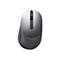Drahtlose Maus, silbergrau mit Scrollrad und Knöpfen.