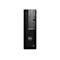 Schwarzer Dell OptiPlex PC-Tower mit verschiedenen Anschlüssen und dem Dell Logo. Auf weißem Hintergrund.