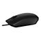 Souris d'ordinateur noire avec câble. Plan rapproché de la molette et des boutons latéraux.