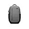 Grauer Dell Laptop-Rucksack mit schwarzem Boden, schwarzem Reißverschluss und Mesh-Seitentaschen.
