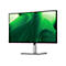 Ein Dell Monitor mit schwarzem Rahmen, silbernem Ständer und grünem, abstraktem Hintergrund. Das Dell-Logo ist unten rechts.
