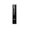 Schwarzer Dell-Mini-PC. Oben: Power-Taste, Kopfhöreranschluss, USB-Anschluss und weitere Anschlüsse. Das Dell-Logo befindet sich unten.