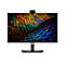 Schwarzer Dell Monitor mit integrierter Webcam oben und farbenfrohem, schuppenartigem Displayhintergrund.