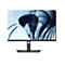 Ein schwarzer Dell-Monitor. Der Bildschirm zeigt ein blau-graues, abstraktes Design. Unten steht 'DELL'.