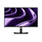 Ein Dell Monitor vor weißem Hintergrund. Der Bildschirm zeigt eine abstrakte lila Form.