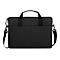 Schwarze Laptoptasche mit Tragegriff und Schultergurt. Auf der Vorderseite befindet sich eine kleine Tasche.